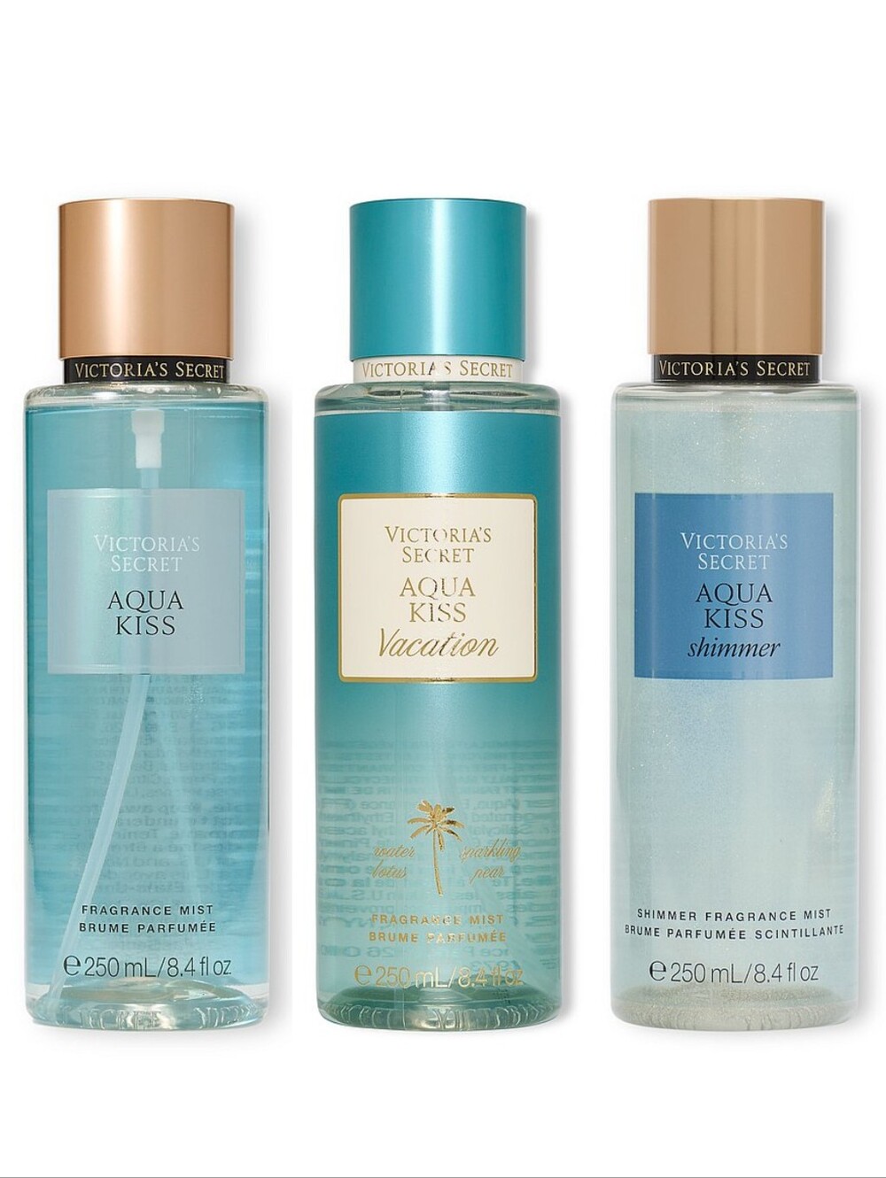 Victoria's Secret Aqua Kiss Collection Mist 3 Piece Set NEW RARE